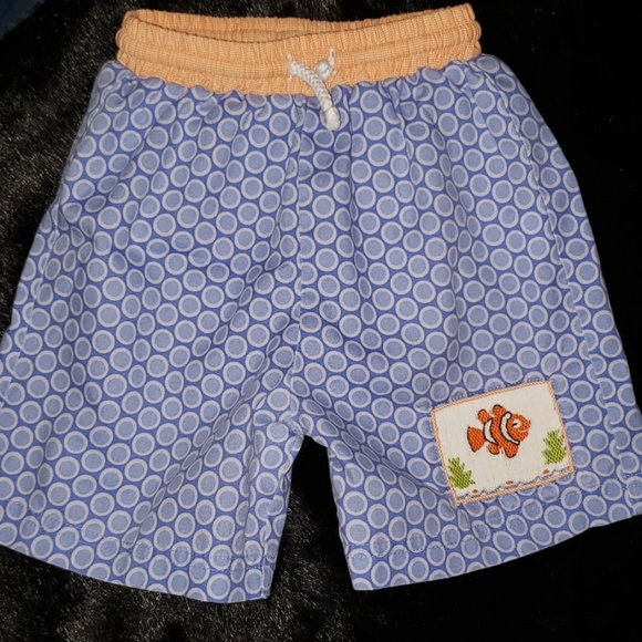 smocked swim trunks